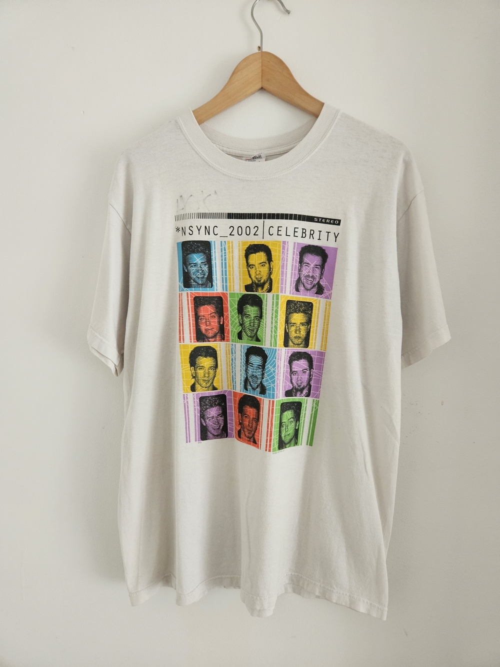 Anvil Men's White NSYNC 2002 Celebrity Graphic Short Sleeve Tee